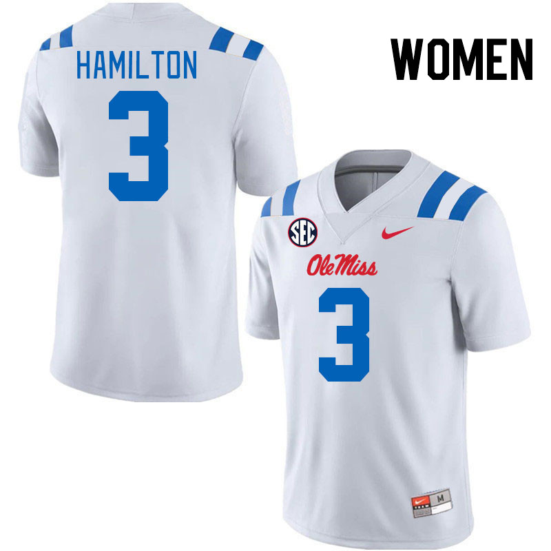 Women #3 Isaiah Hamilton Ole Miss Rebels 2024 New Uniforms College Football Jerseys Stitched-White